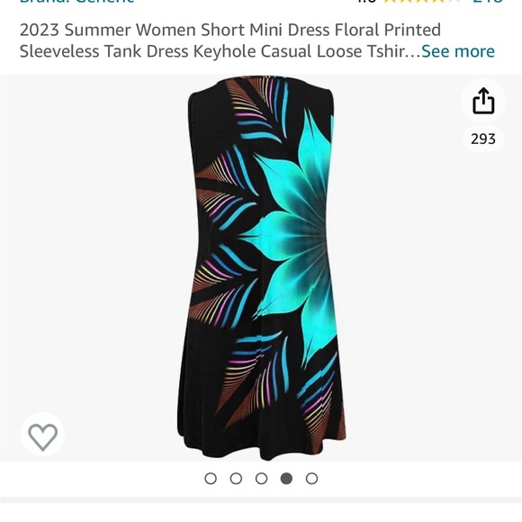 NWOT Blue burst summer dress sleeveless with black background - Picture 9 of 11